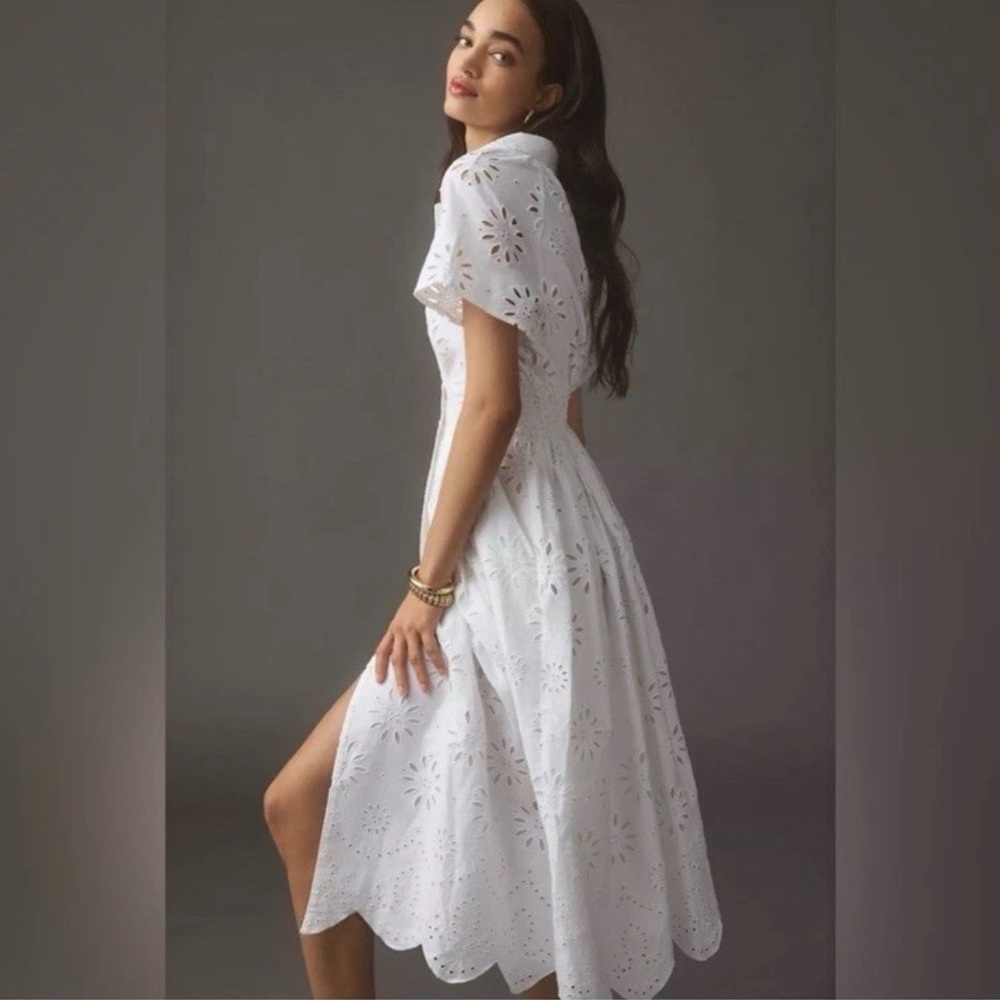 Anthropologie Eyelet Midi Shirt Dress - Picture 5 of 9